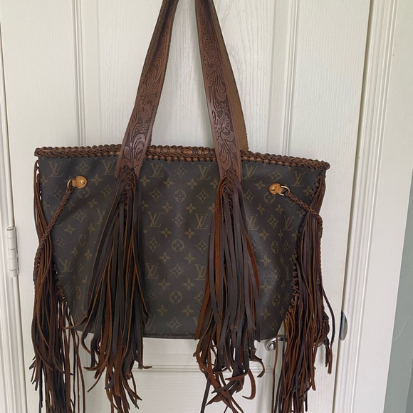 Authentic Vintage Louis Vuitton up cycle with boho leather fringe - Picture 3 of 10